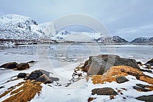 Norwegian fjord in winter