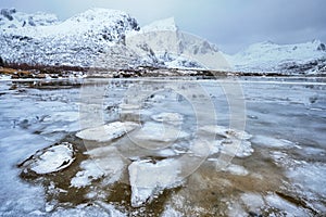 Norwegian fjord in winter