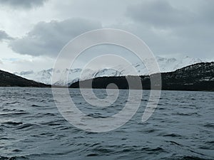 Norwegian fjord during winter