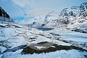 Norwegian fjord in winter in Norway