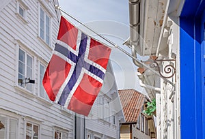 Norwegian flag celebrating Constitution Day in Norway