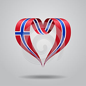 Norwegian flag heart-shaped ribbon. Vector illustration.