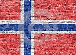 Norwegian flag over wall