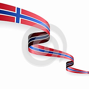 Norwegian flag wavy abstract background. Vector illustration.