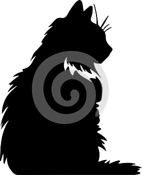 Norwegian Forest Cat Black Silhouette Generative Ai