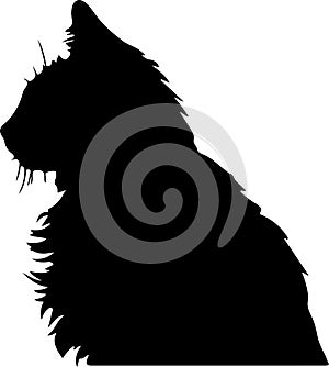Norwegian Forest Cat Black Silhouette Generative Ai
