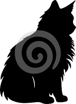 Norwegian Forest Cat Black Silhouette Generative Ai
