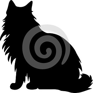 Norwegian Forest Cat Black Silhouette Generative Ai