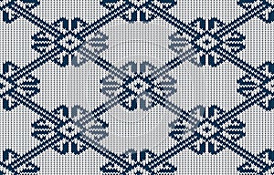 Norwegian knitted blue pattern on a white background