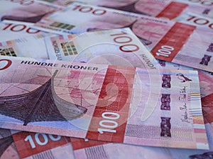 Norwegian krone. Money of Norway. Closeup photo. Oslo. NOK photo
