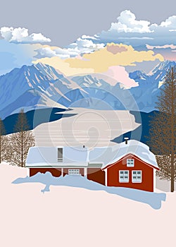 Norwegian landscape snowy