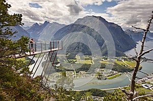 Norwegian landscape viewpoint. Romsdal fjord, Romsdal mountains. photo