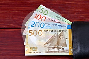 Norwegian money in the black wallet