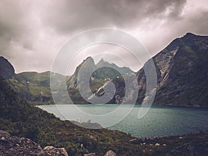 Norwegian Mountain Landscape with Lake in the Front