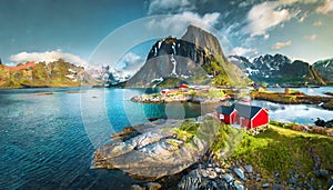 norwegian nature with red houses