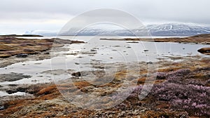 Norwegian Nature: A Serene Lake Surrounded By Majestic Mountains