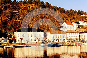 Norwegian old port over high cliffs