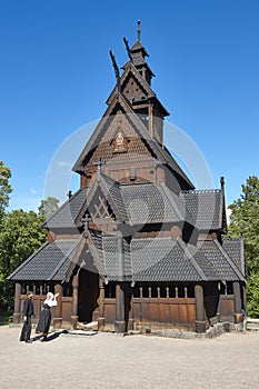 Norwegian Oslo restored stave church. Gol. Bygdoy. Norsk Folkemuseum.