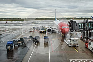 Norwegian plane being boarded at the Oslo Gardermoen Ã¯Â¿Â½airport