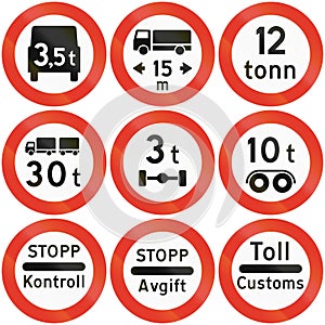 Norwegian regulatory road sign - No vehicles over 3.5 tons