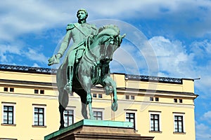 Norwegian Royal Palace Slottet and Statue of King Charles John