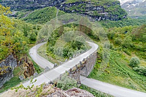 Norwegian scenic route Knuten in Geiranger