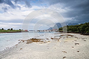 Norwegian seaside during lowtide, horizontal shot photo