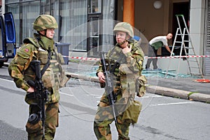 Norwegian soldiers after terrorist attack