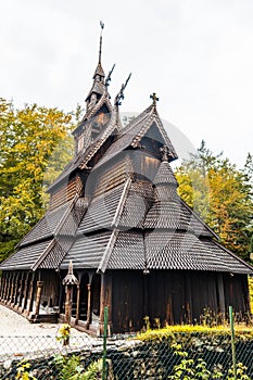 Norwegian wooden church near Bergen