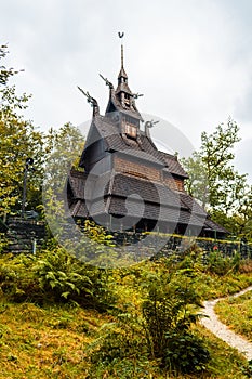 Norwegian wooden church near Bergen