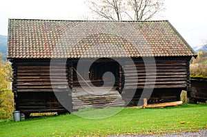 Norwegian wooden farm barn for hay