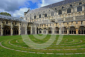 Norwich Cathedral Cloisters and Labyrinth, Norwich, Norfolk, England, UK