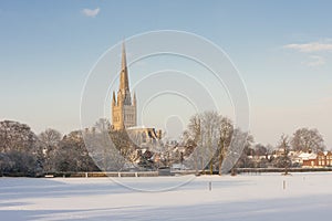 Norwich Cathedral in winter photo