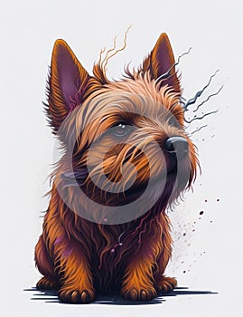 Norwich Terrier Dog white background Splash Art 2