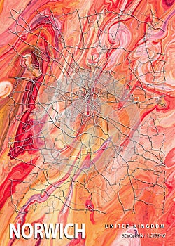 Norwich - United Kingdom Statice Marble Map