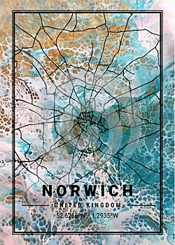 Norwich - United Kingdom Sunmix Marble Map