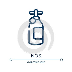 Nos icon. Linear vector illustration from racing collection. Outline nos icon vector. Thin line symbol for use on web and mobile photo
