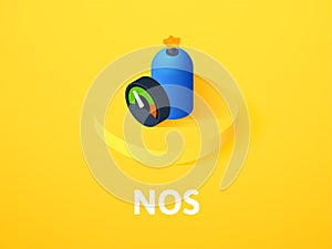 NOS isometric icon, isolated on color background