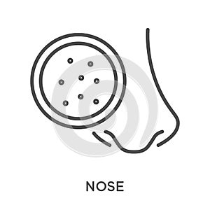 Nose cosmetical procedures, cleansing blackheads and dots in pores photo