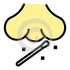 Nose covid test stick icon vector flat