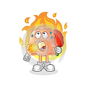 Nose eat hot chilie mascot. cartoon vector