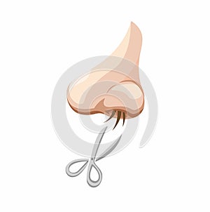 Nose Hair Shave With Scissor Symbol Cartoon illustration Vector