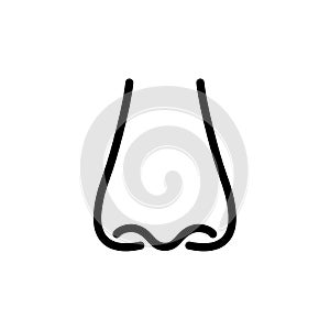 Nose icon isolated on white background, Simple line icon Smell symbol vector illustration