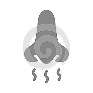 Nose and smell grey icon. Breath sense of smell symbol