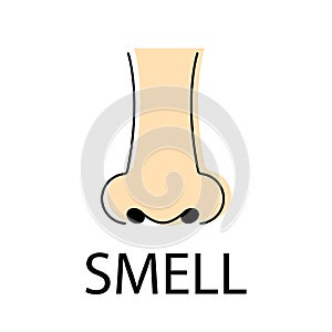 Nose smell icons. Human smelling and breathe nose senses isolated on white background.