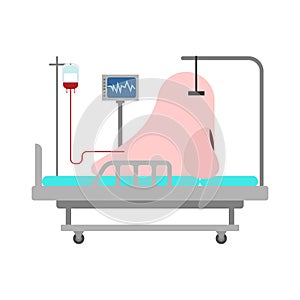 Nose treatment. large Nose rests on medical bed