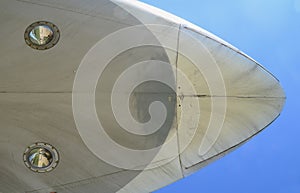 Nose of a white large plane