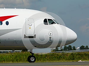 Nose of a white plane