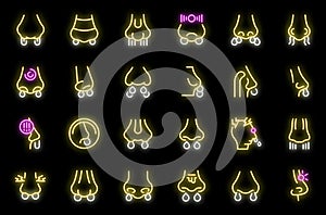 Nosebleed icons set vector neon