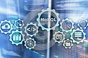 NoSQL. Structured Query Language. Database Technology Concept. Server room background.